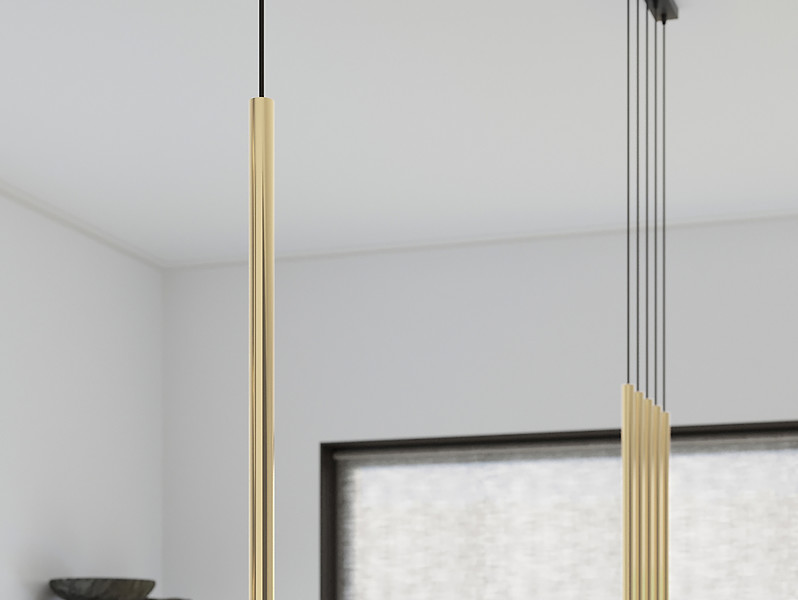 Lampa wisząca Pastelo 5-punktowa 90 cm stalowa złota