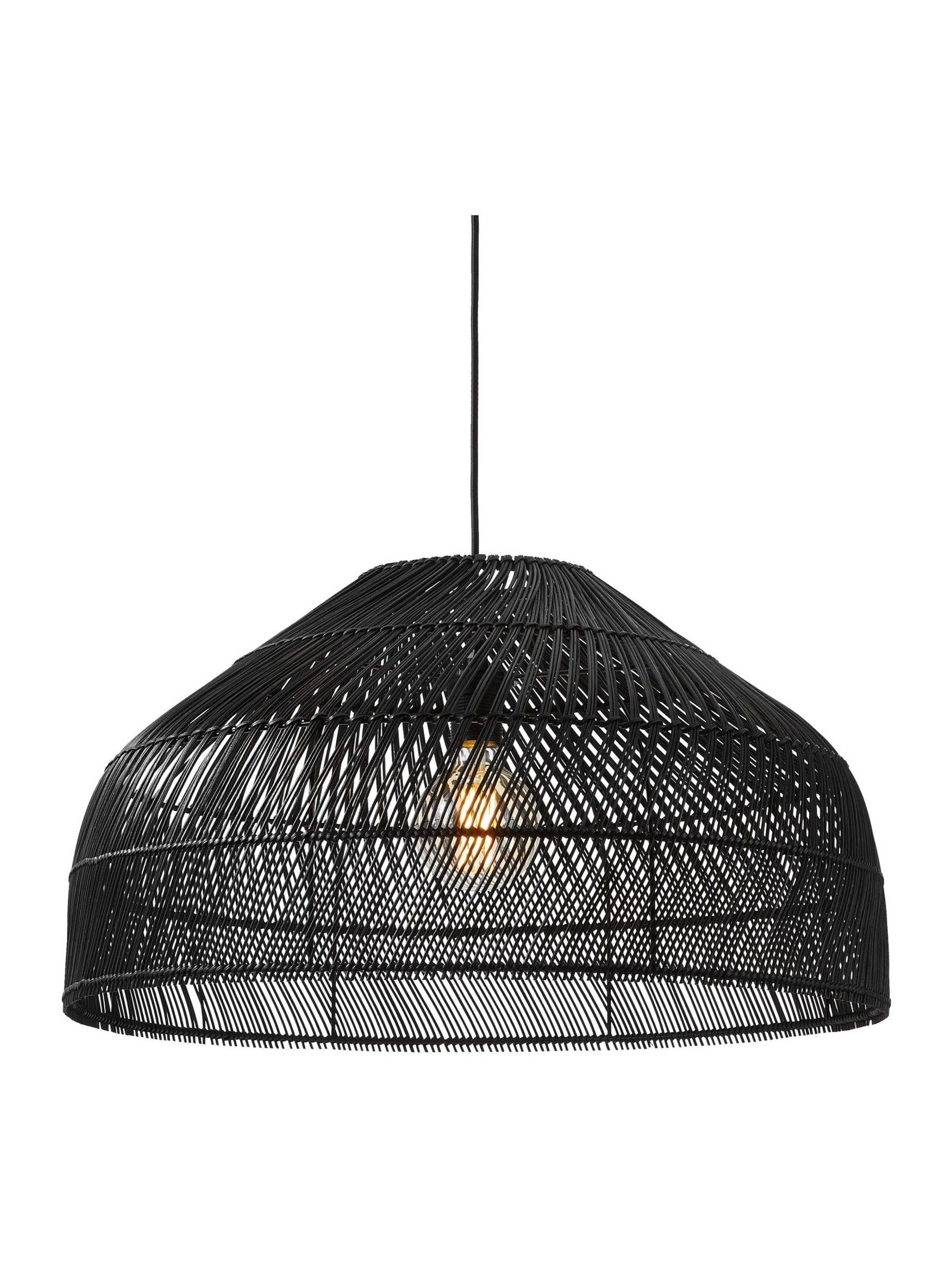 Java Large Lamp Shade in Black Rattan