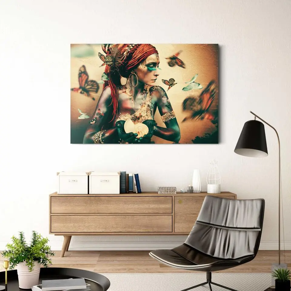 Glasschilderij Jaime Ibarra - Bohemian Chic - 78 x 116 - Oranje