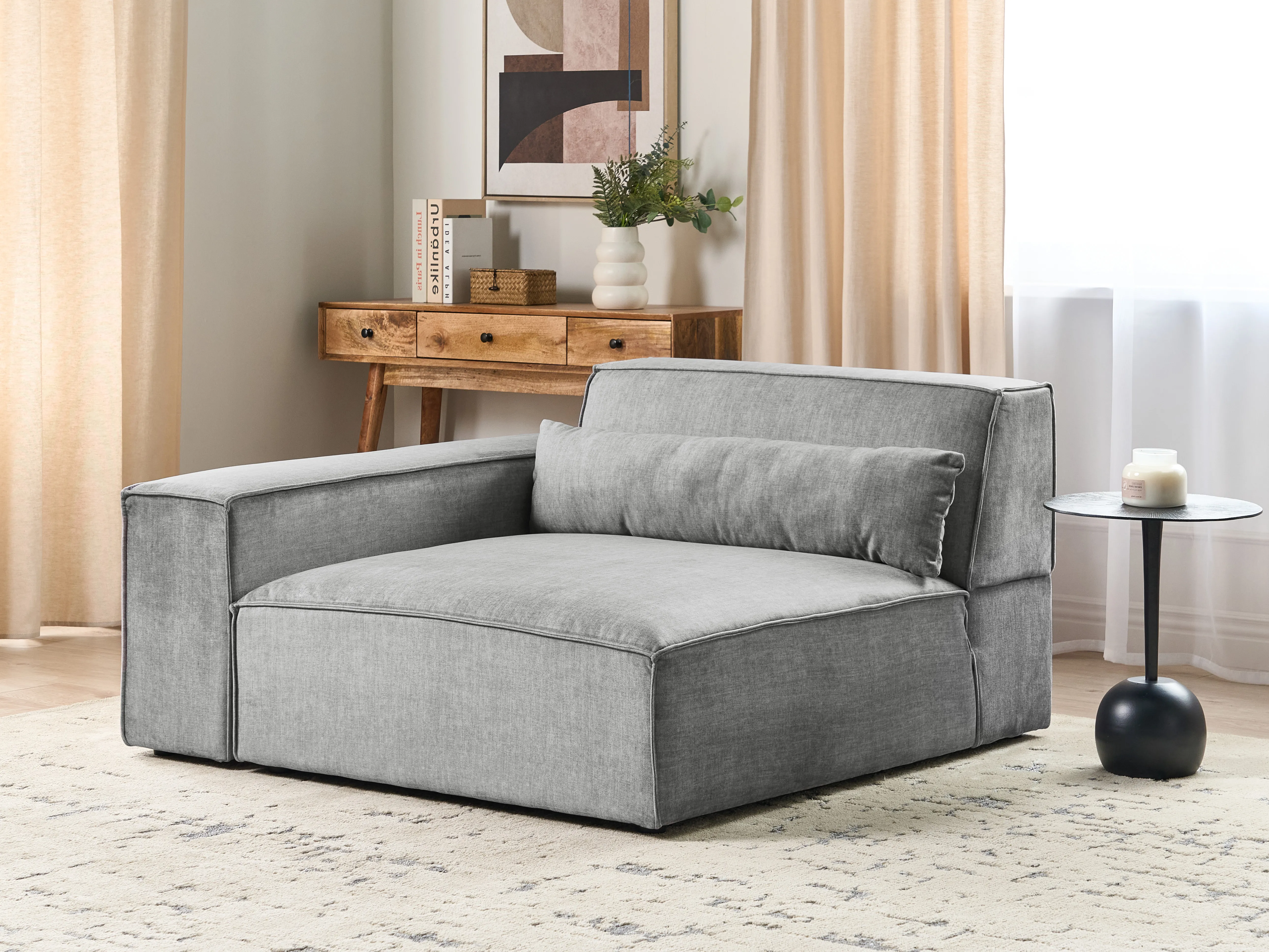 Corner Seat HELLNAR Fabric Grey Right Hand