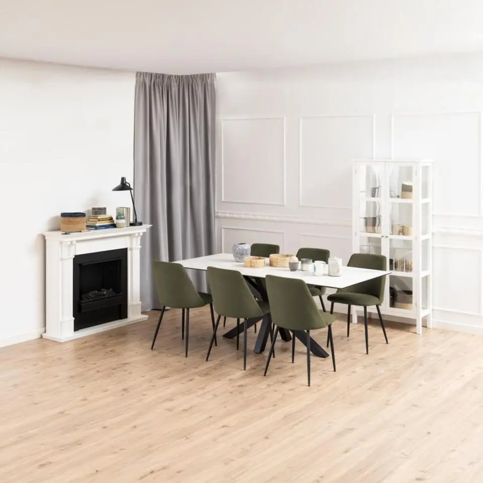 Eetkamerstoel - Groen - Stof - Zithoogte 48,5cm - Ingel - Set van 4