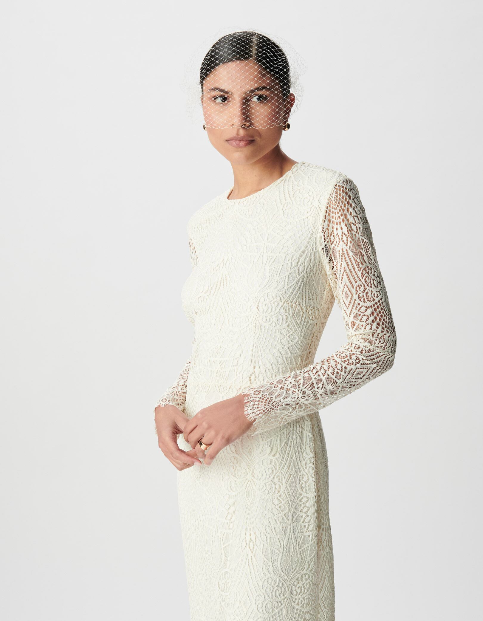 Robe longue blanche dentelle Femme