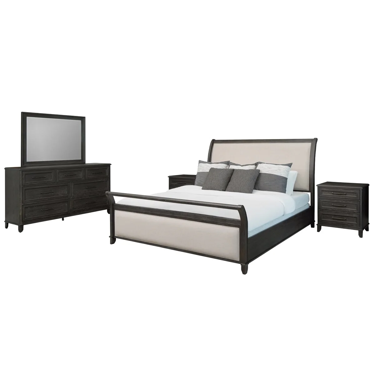 Abbyson Cindi 5 Piece Grey Bedroom Set with Sleigh Bed