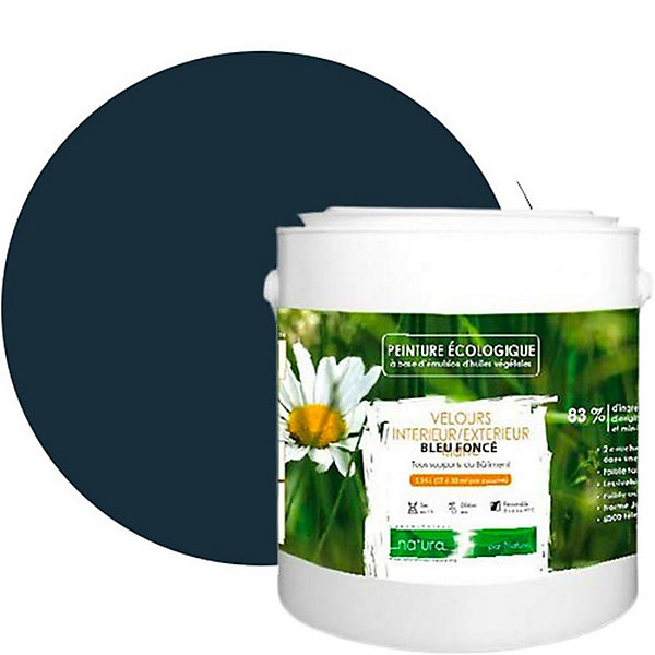 Bleu Foncé Peinture interieur exterieur aspect velours Natura - Bleu Fonce - 2.5L