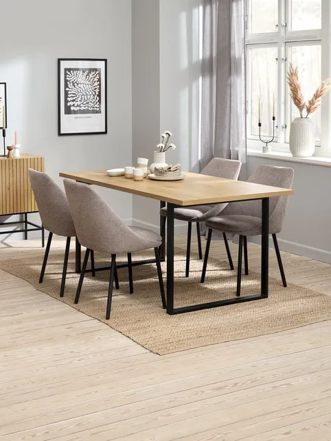 Spisebordsstol VELLEV sandfarvet stof/sort