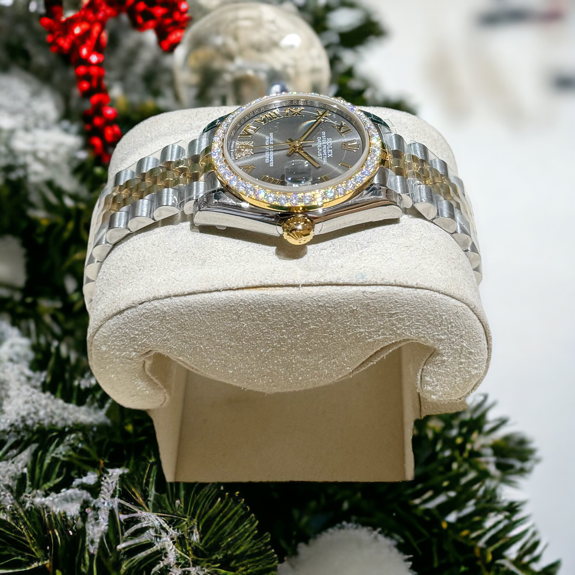 Rolex Datejust SS/YG Plated Grey Dial With Diamonds 31mm Jub AAA Replica