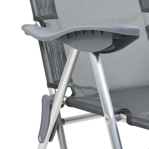 NNEVL Folding Camping Chairs with Footrests 2 pcs Grey Textilene