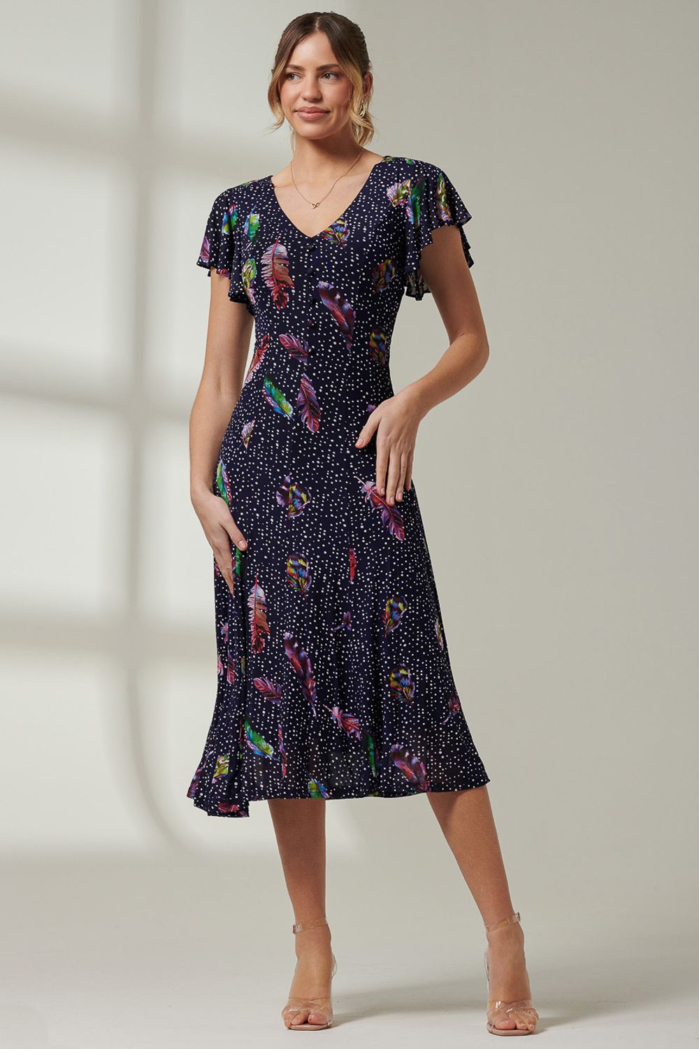 Jolie Moi Lucille Fit & Flare Mesh Dress