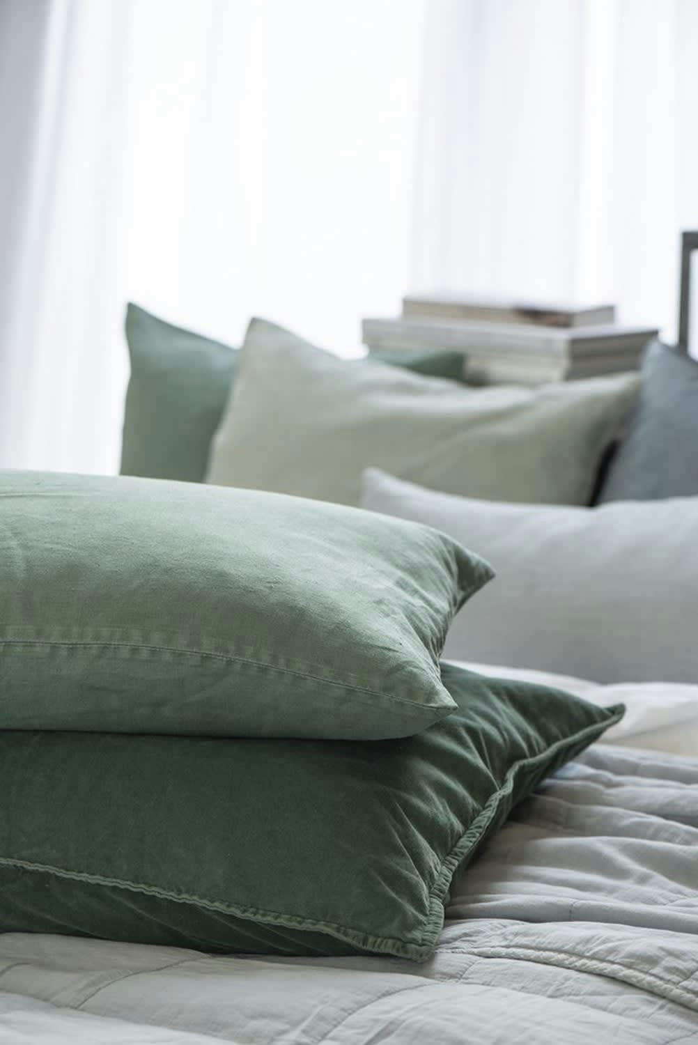 - Coussin Lin Vert jade 40X60