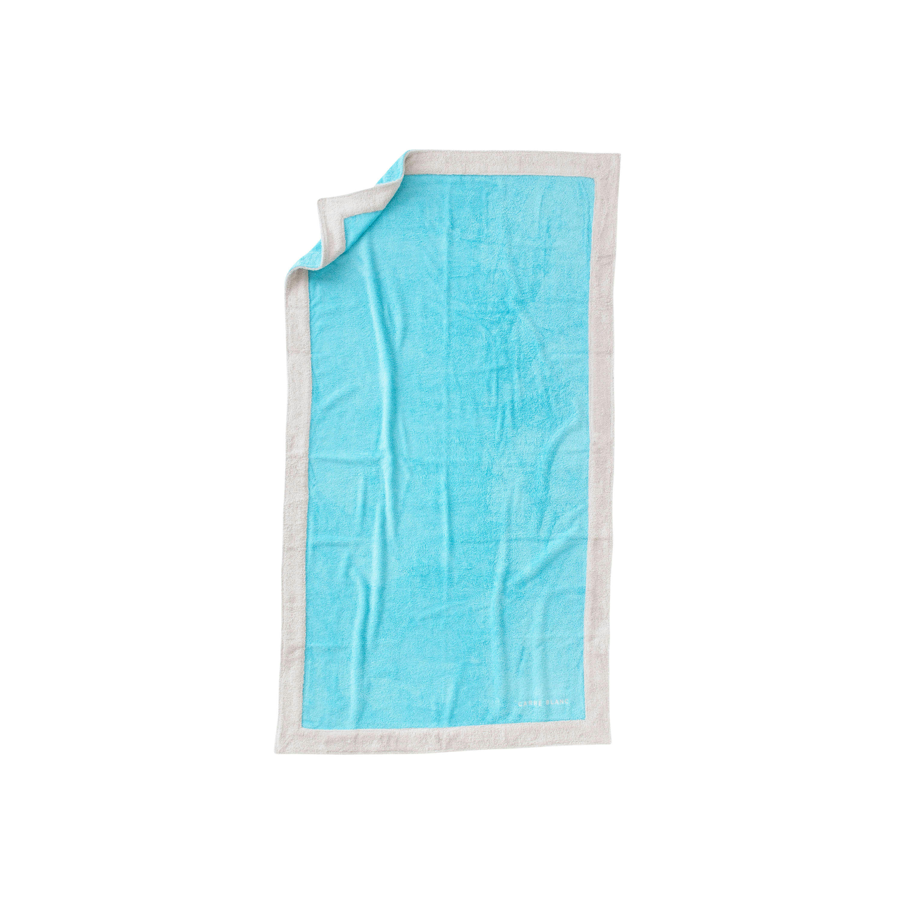 GREG - Drap de plage coton bouclette brodé bleu 100 x 180 cm