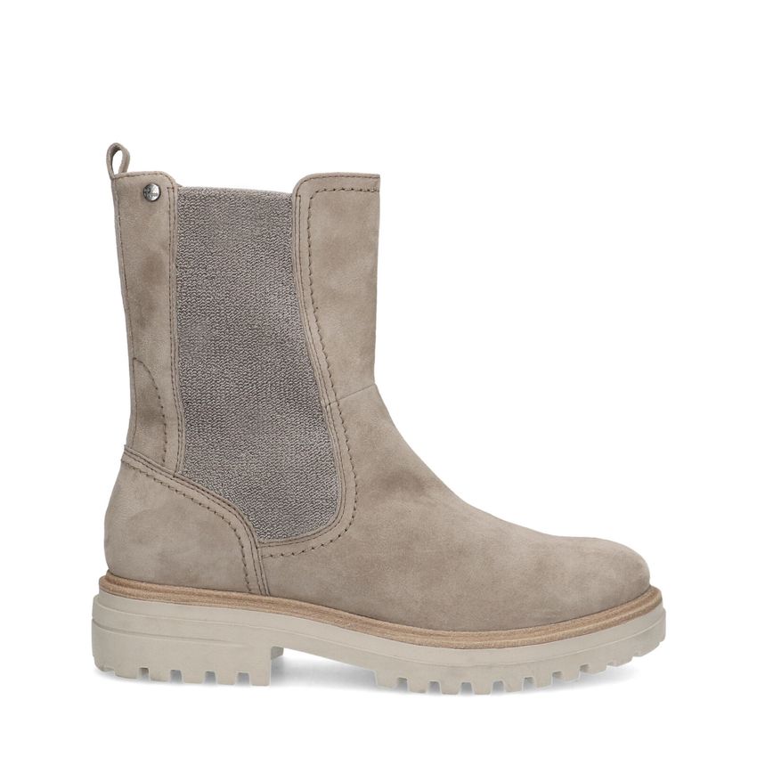 No Stress Taupe suède chelsea boots met rits