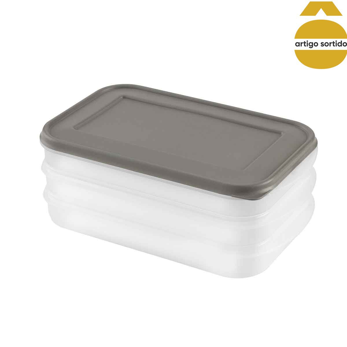 Caixa retangular para charcutaria com 3 divisórias