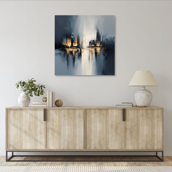Obraz do salonu sypialni loft, Abstrakcja szary pomarańczowy 20x20