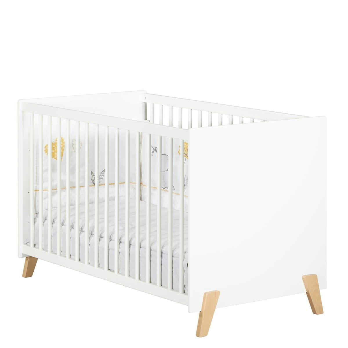 JOY - Lit bébé 120 x 60 sur pieds en bois blanc