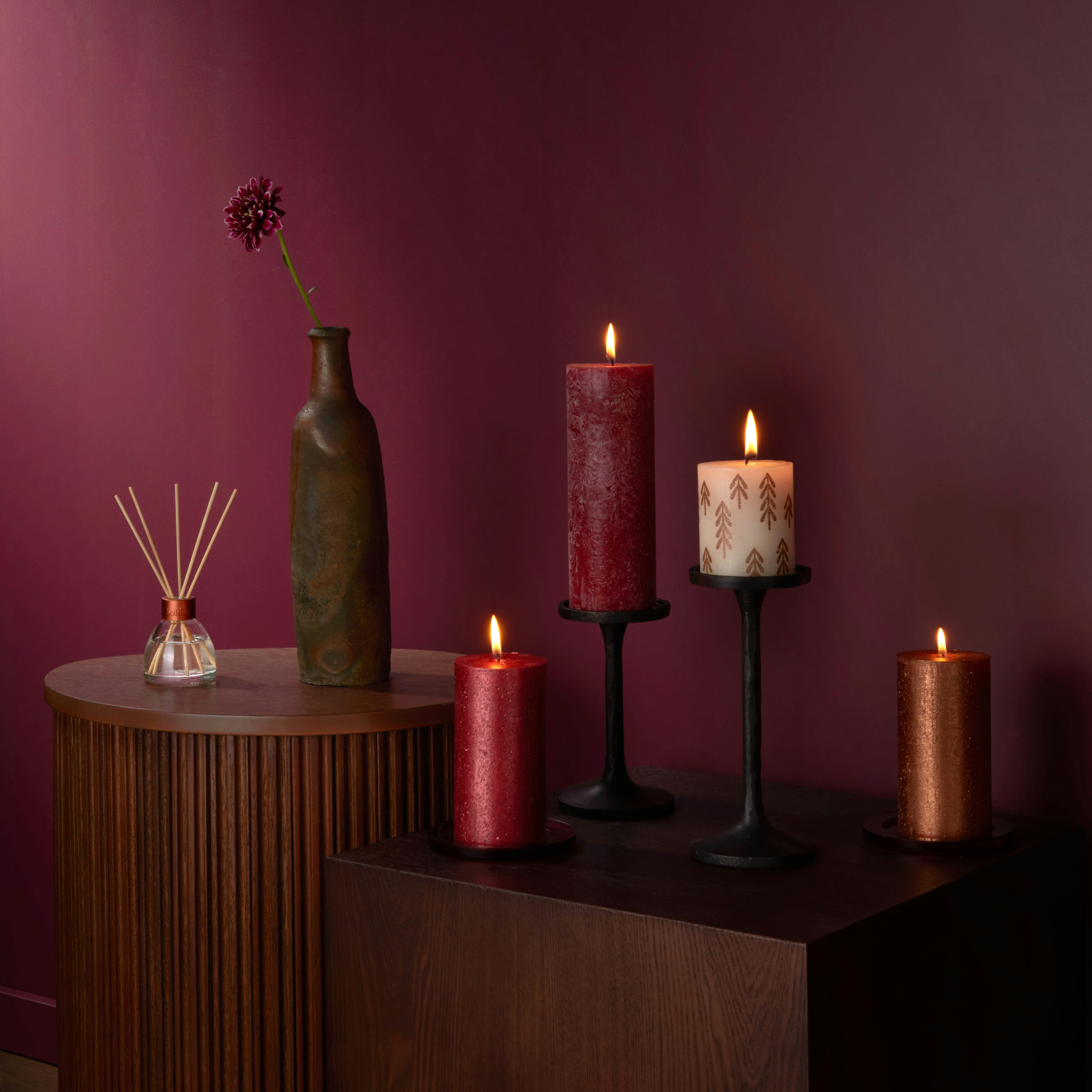 - Lot De 4 Bougies Et 1 Bouquet Parfumé, Multicolore