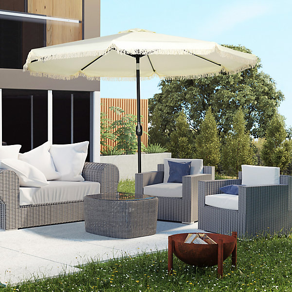 Parasol deporte rond toile en polyester 268 x 268 Outsunny mat en acier