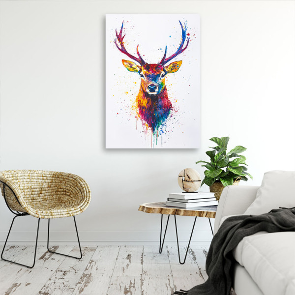 Feeby Obraz na płótnie, Kolorowa Głowa Jelenia Zwierzęta 40x60