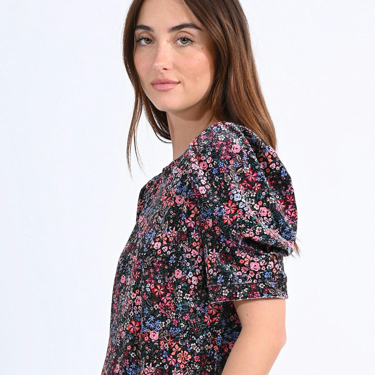 Robe  imprimée manches courtes col rond