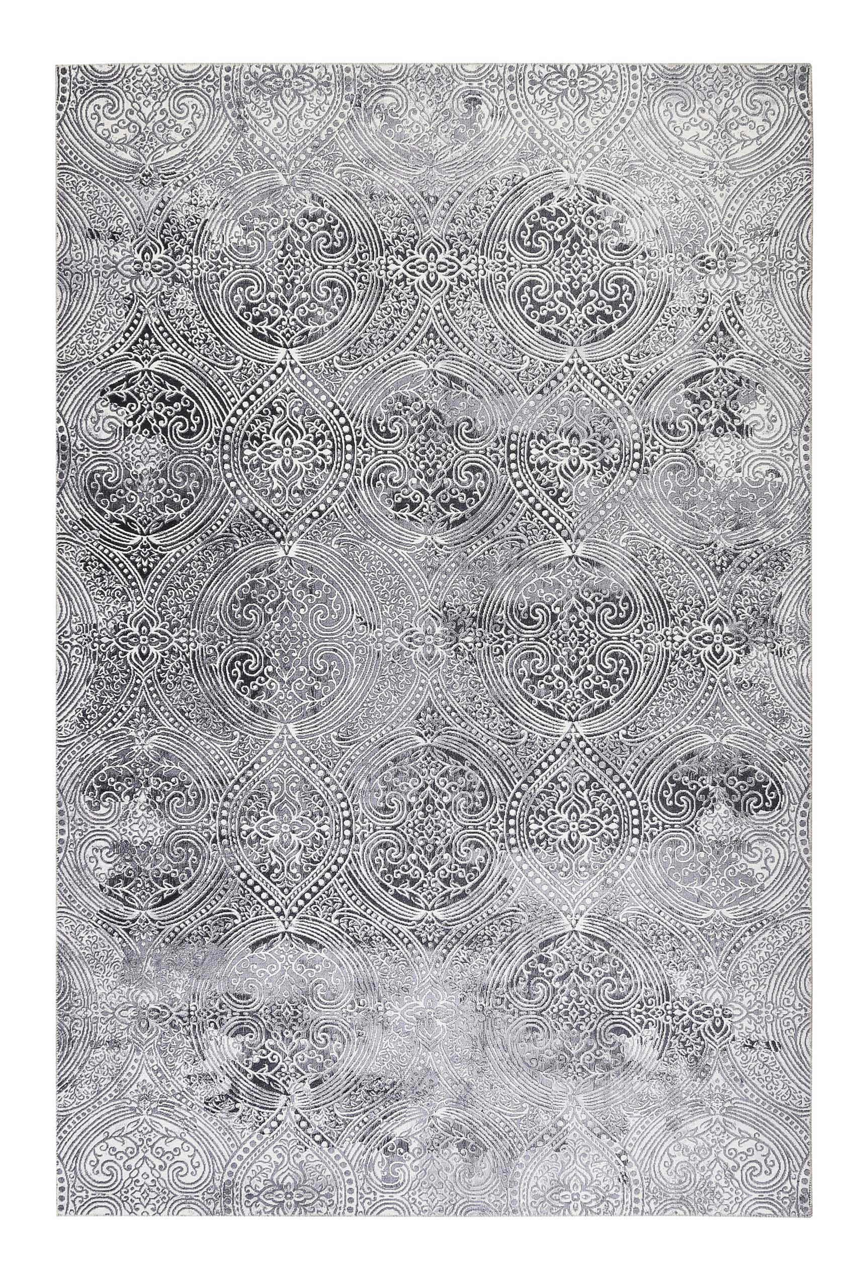 GRACE - Tapis plat motif cachemire tons de gris 160x230