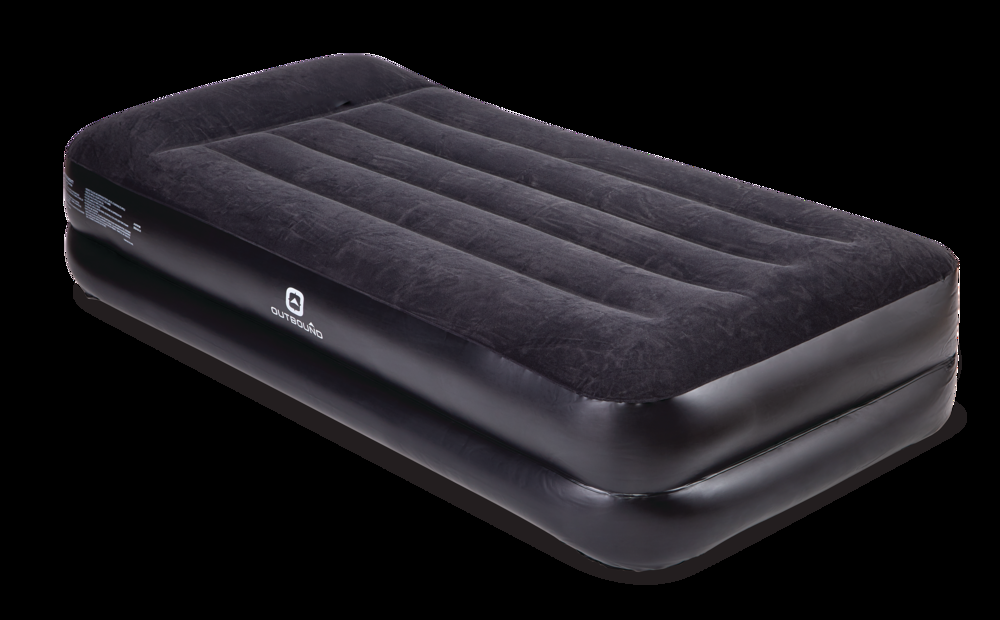 Outbound Twin Double-High Inflatable Air Mattress/Airbed w/ Built-In 120V Pump & Pillow