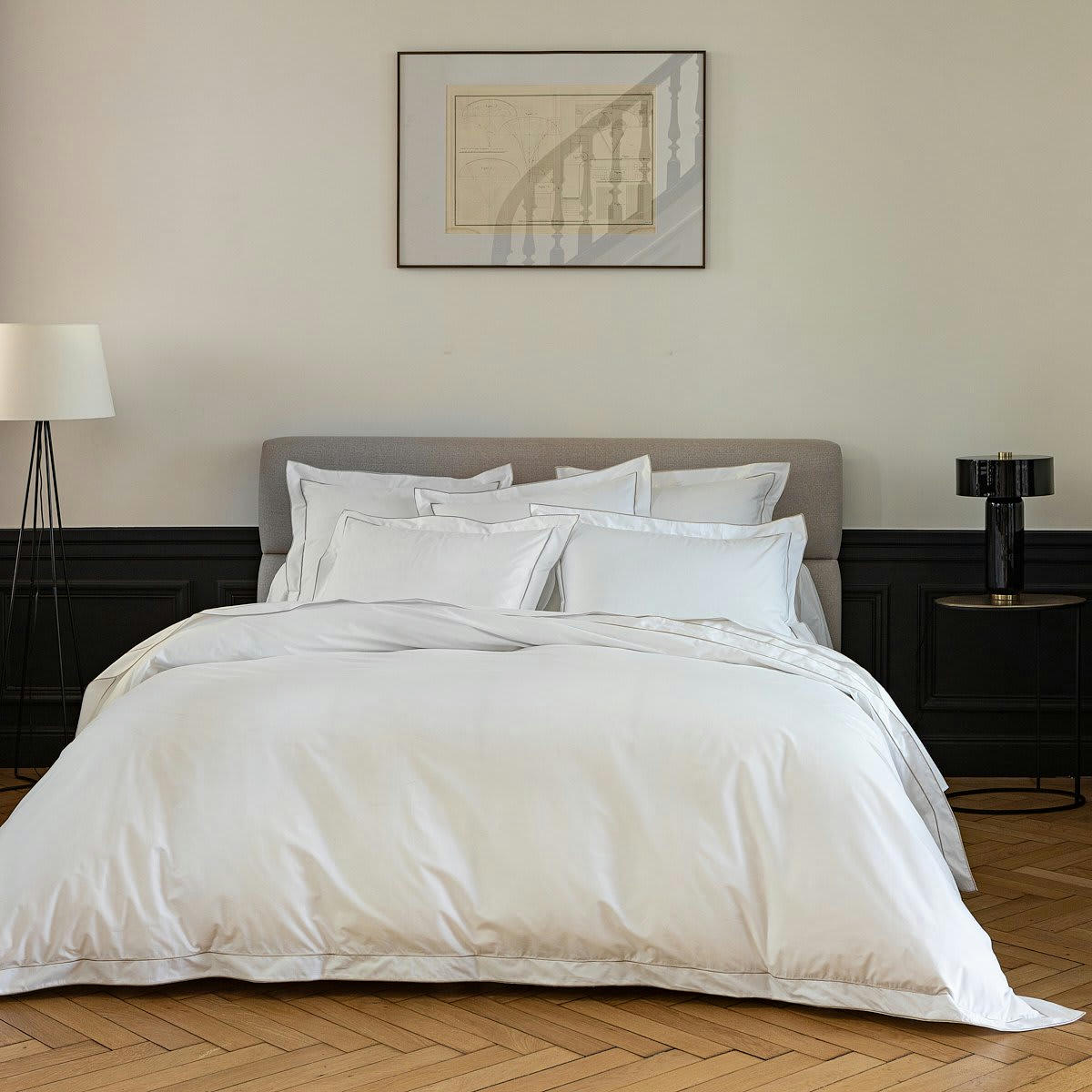 LOUVRE  / - Housse de couette coton sablexblanc 140x200 cm
