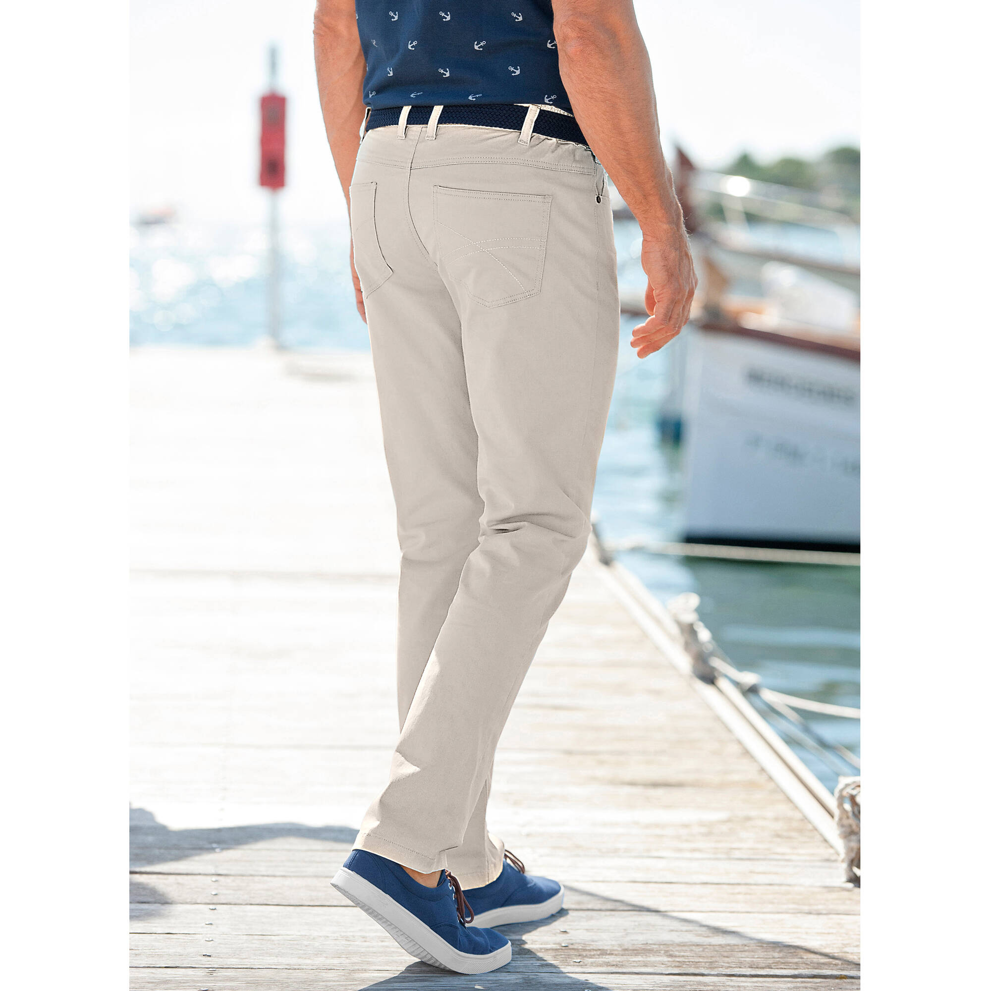 Pantalon droit 5 poches élastiqué c&ocirc;tés - L28