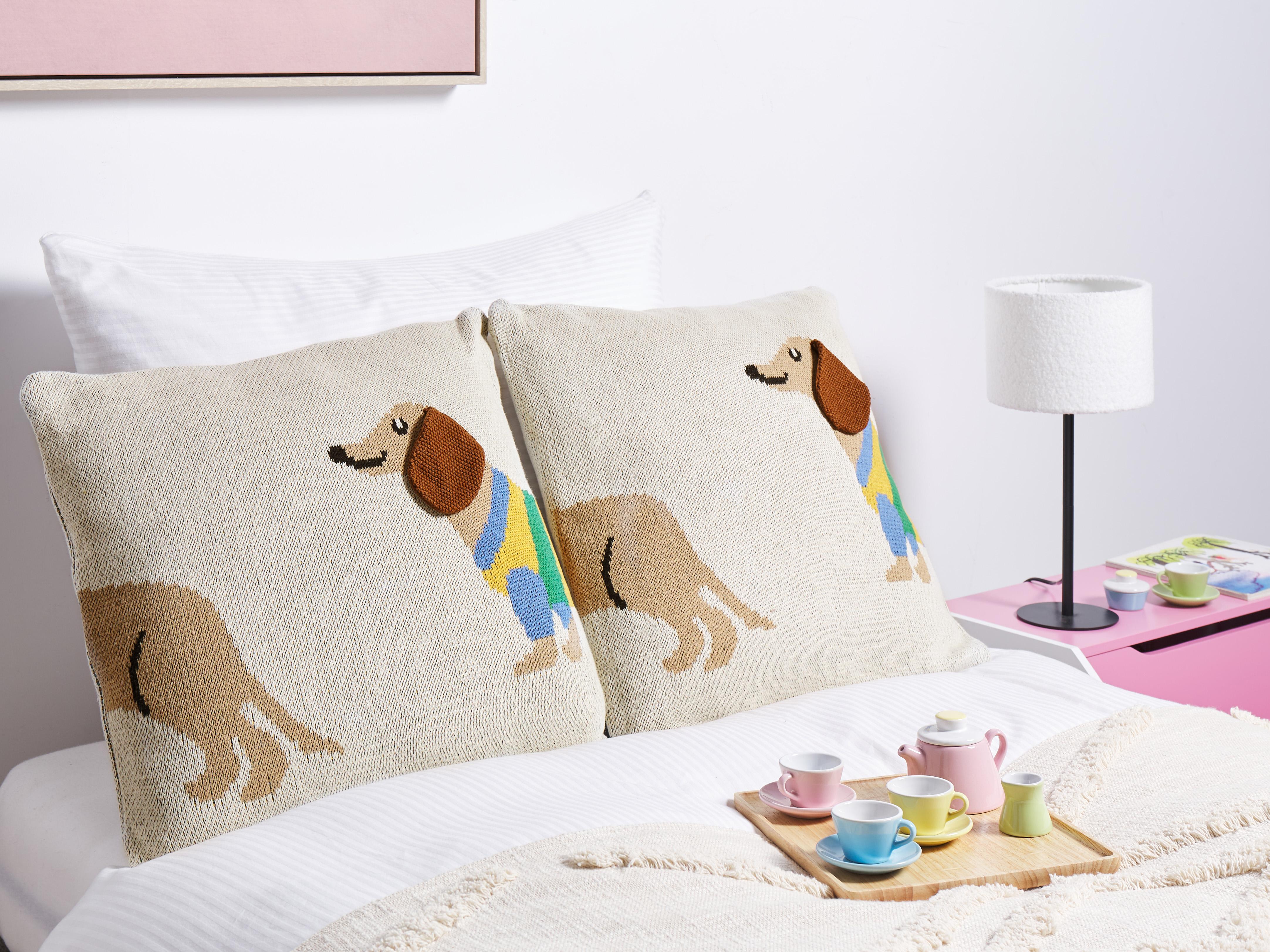 Set of 2 Decorative Cushions BATTAL Cotton 45 x 45 cm Beige