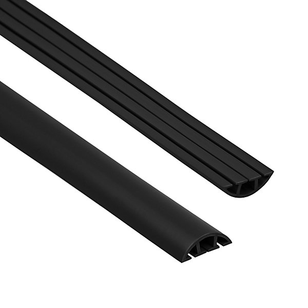 Bande de câble en PVC 10x80mm, 2m, cache-câble, semi-circulaire, noir