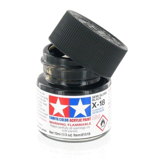Tamiya Colour Acrylic Paint X-18 Semi Black 10ml