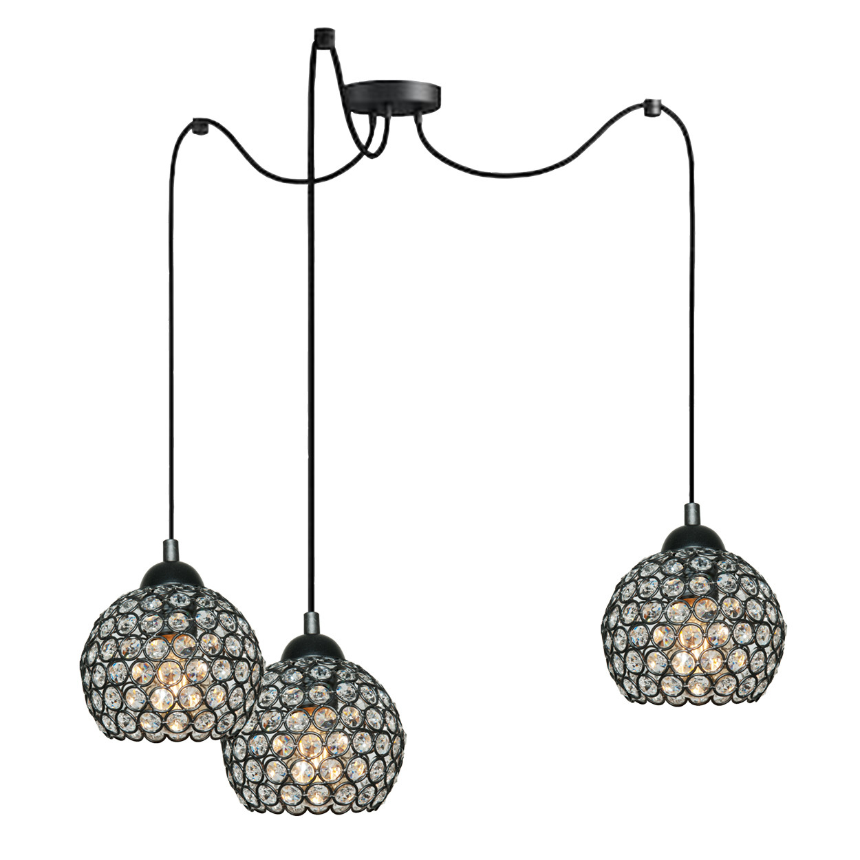 Lampa wisząca EDYLIT pająk kryształkowe klosze glamour 3xE27 KLAUDIA 13-722