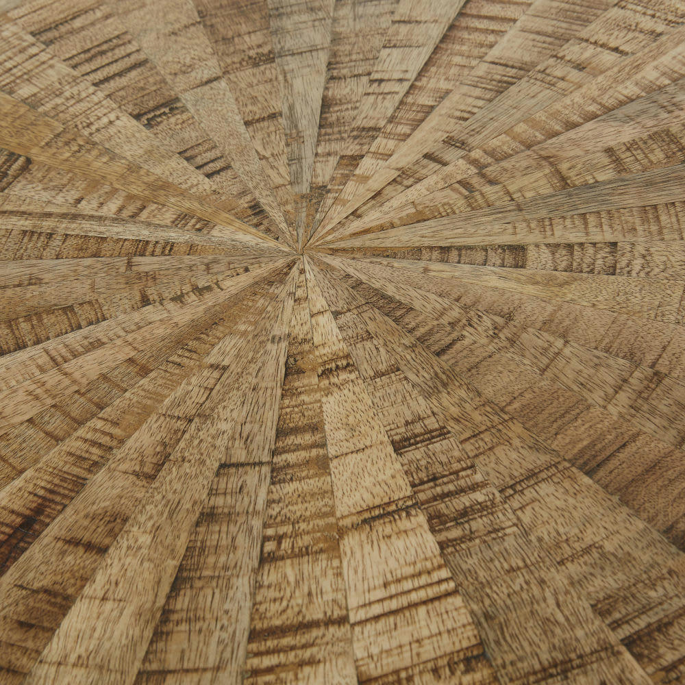 IMPANA - Bout de canapé industrielle en bois de manguier et métal noir