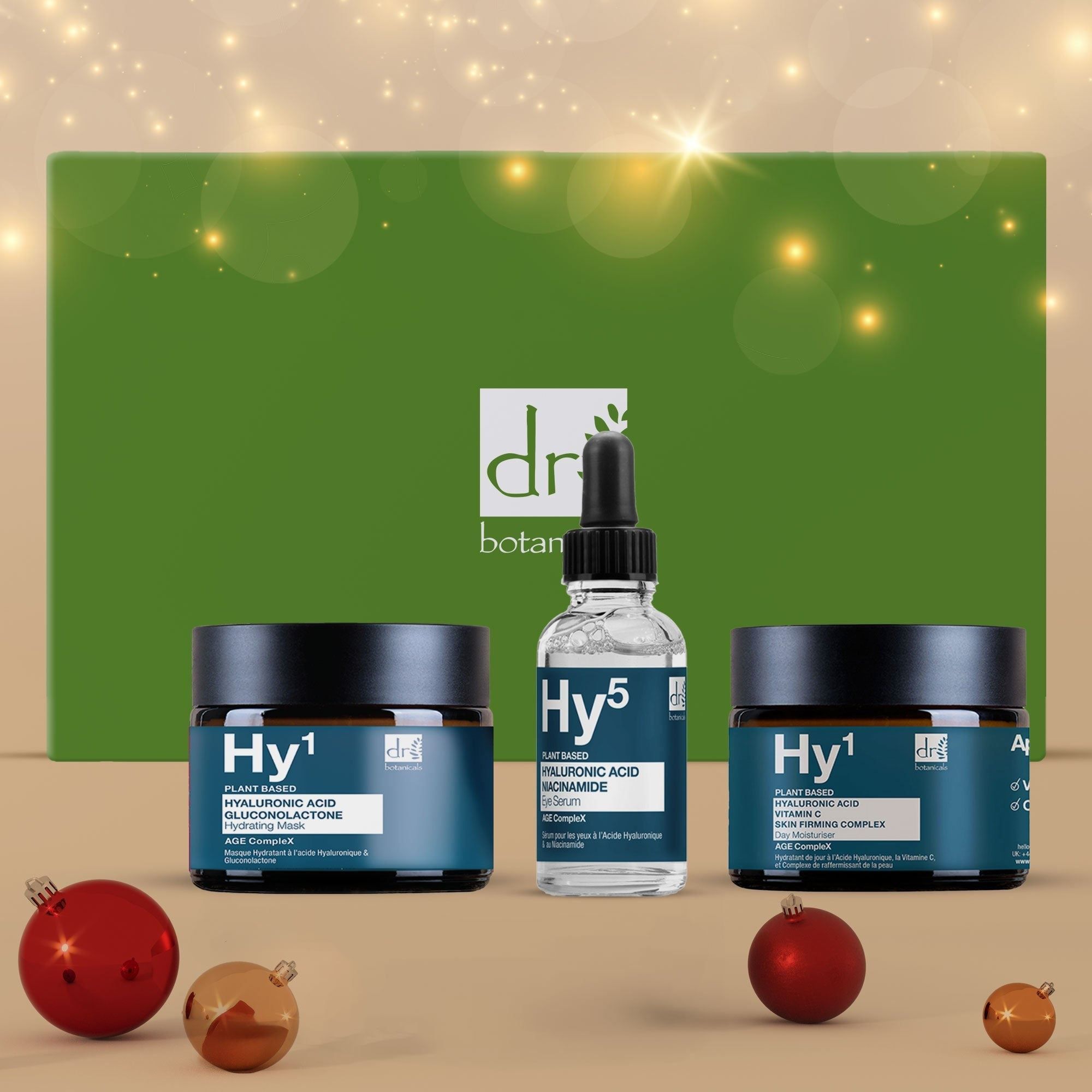 Dr. Botanicals Anti-Ageing Hyaluronic Acid Skincare Gift Set for Hydration and Moisturising