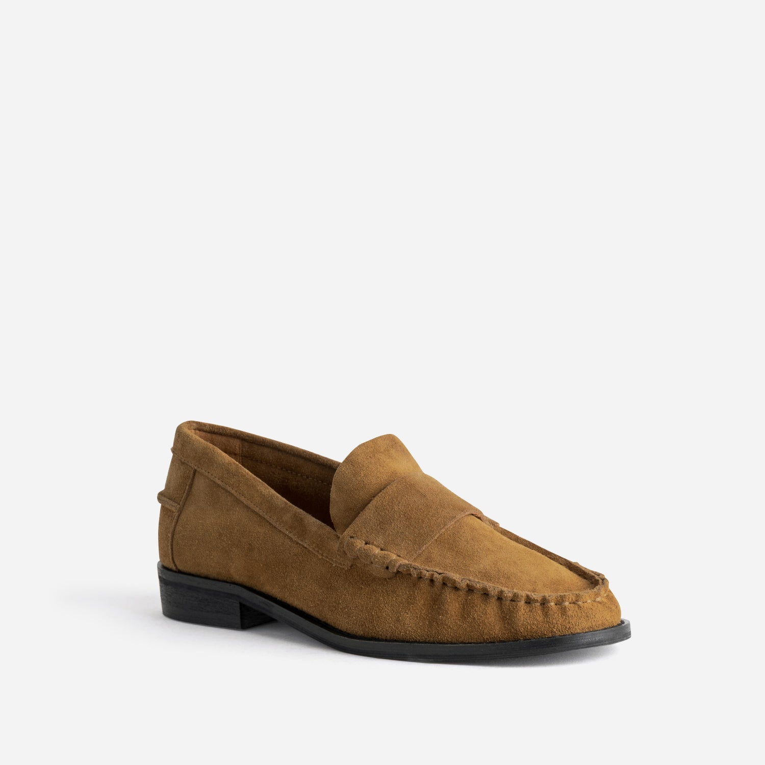 Mocassin camel cuir velours souple