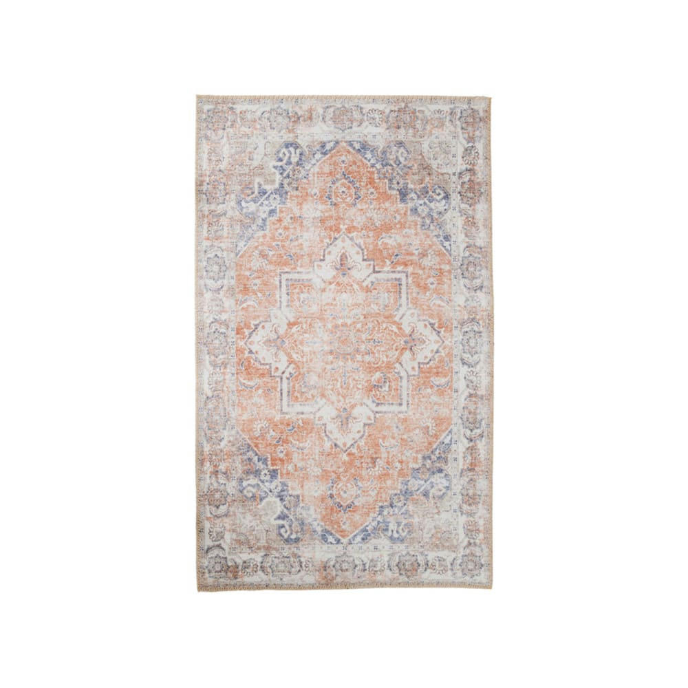 HAVANA I - Tapis vintage en chenille orange  et  bleu 160x230 cm
