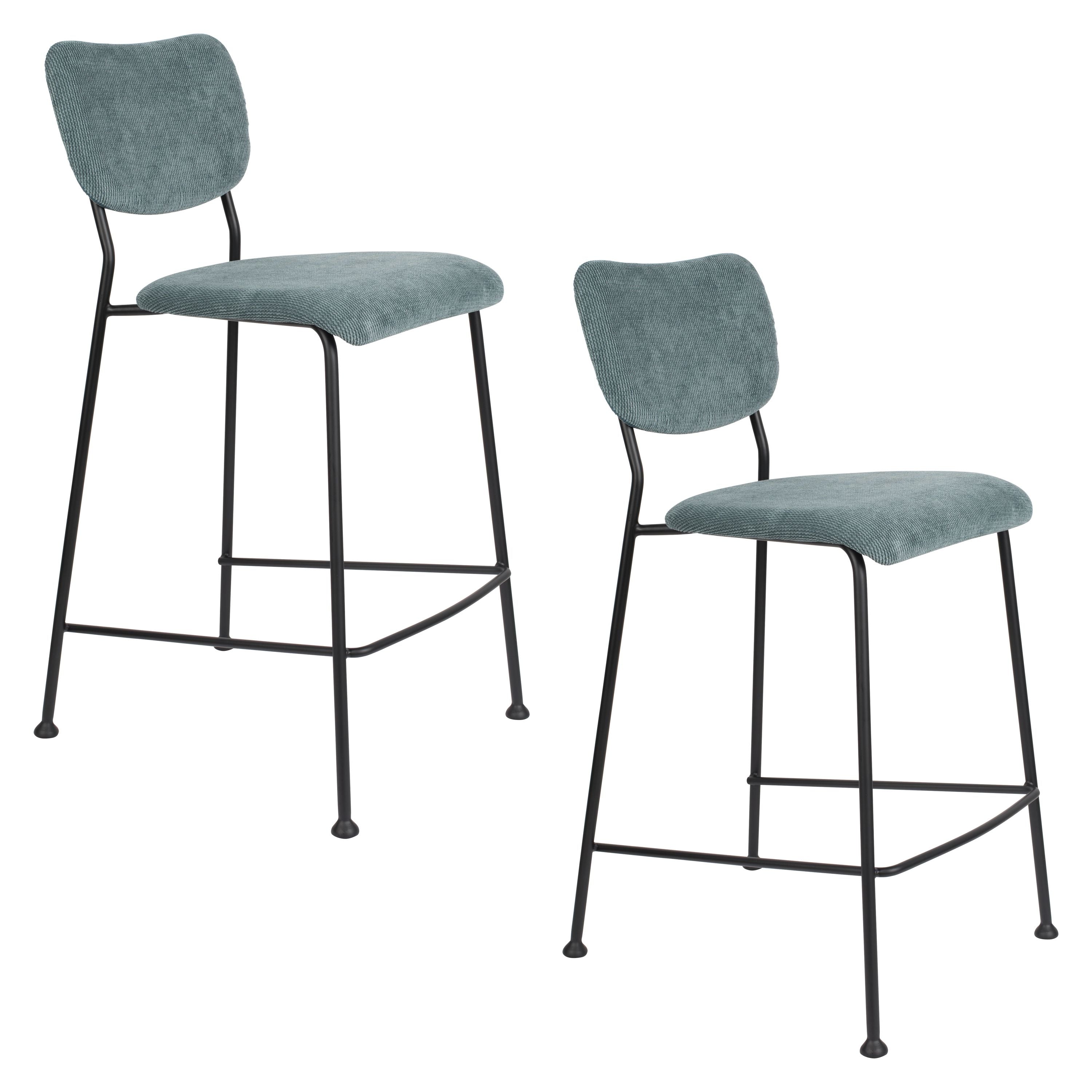 Zuiver Benson Barkrukken rugleuning 64,5 cm Grijs/ Blauw - Set van 2