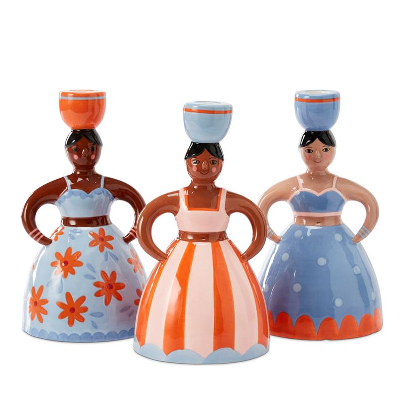 Spanish Lady Blue Spot Candleholder