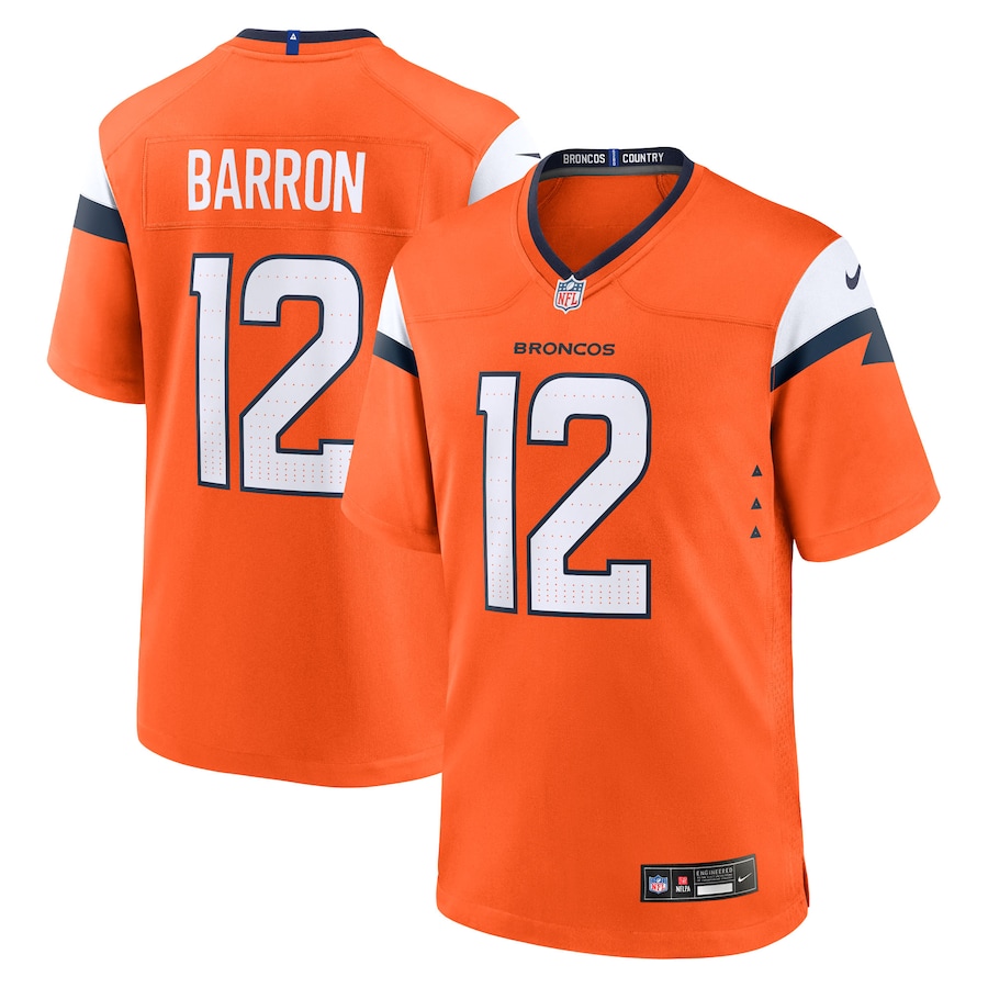 Jahdae Barron Denver Broncos Nike 2025 NFL Draft First Round Pick Game Jersey - Orange