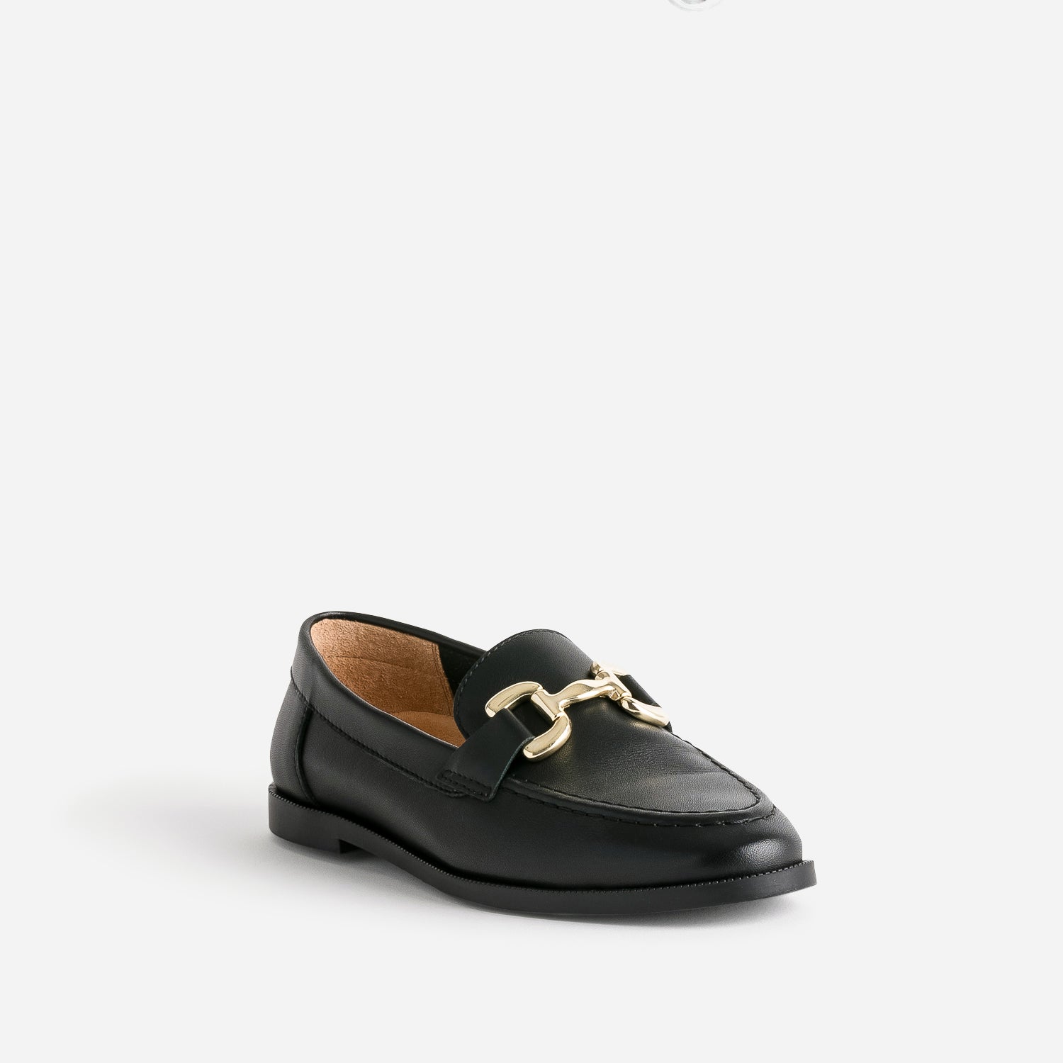 Mocassin noir mors métal doré