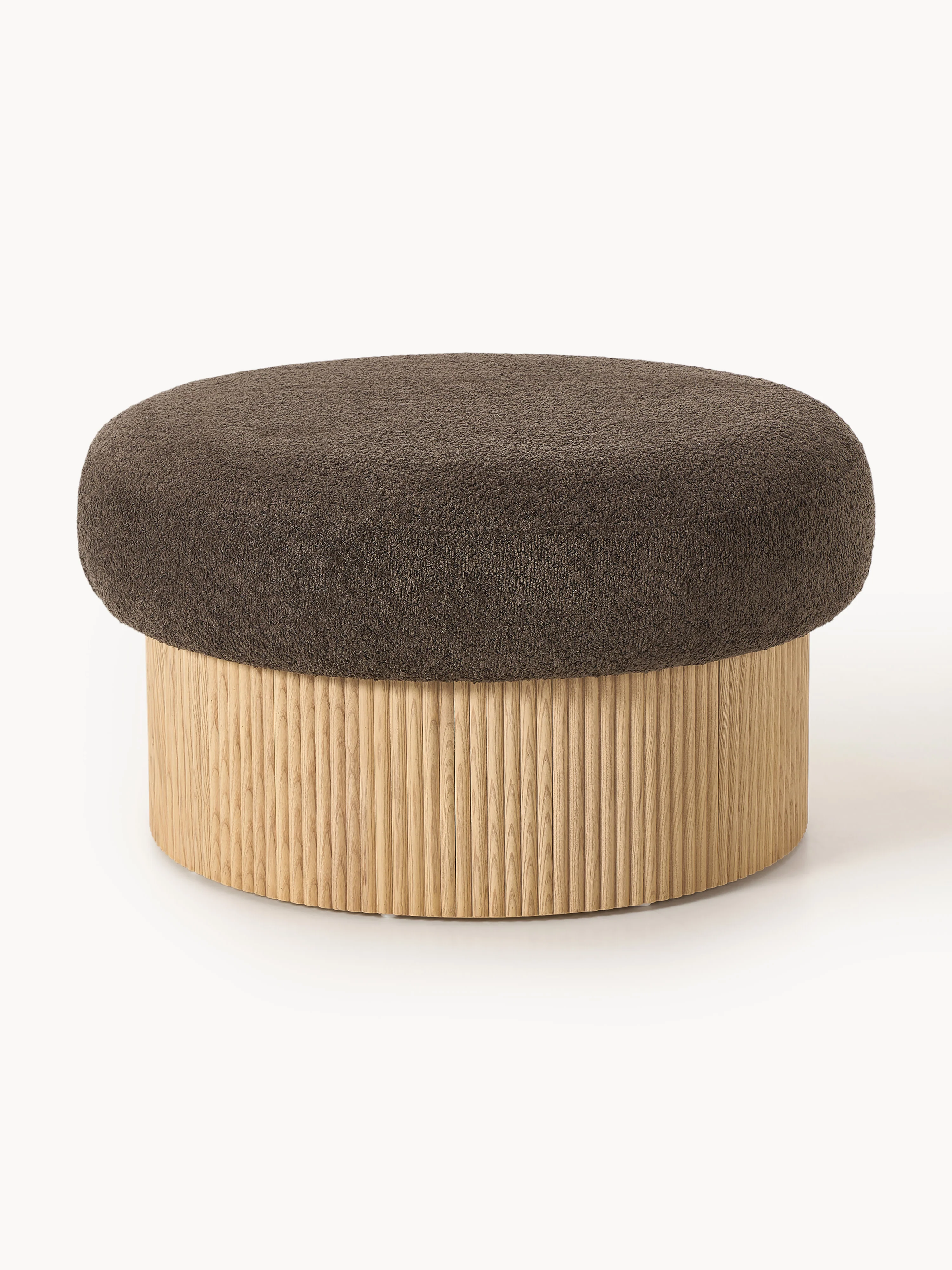 XL Polsterhocker Nala mit Stauraum aus Teddy-Bouclé
