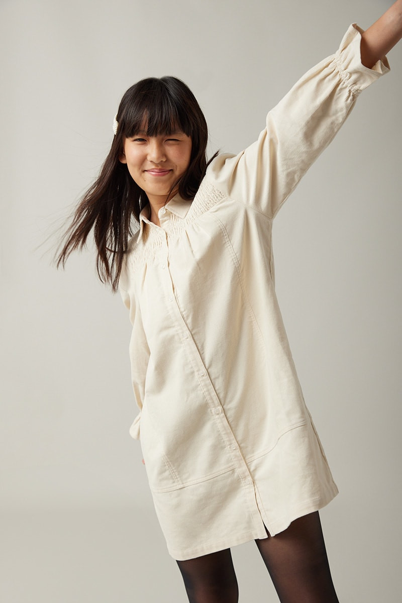 Hello Franki Button Cord Long Sleeve Shirt Dress for girls