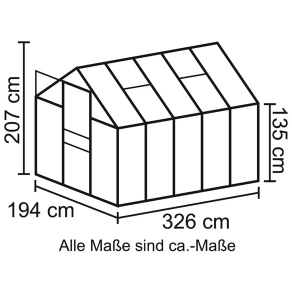 Gewächshaus »Apollo«, 6,2 m², Kunststoff/Aluminium, winterfest