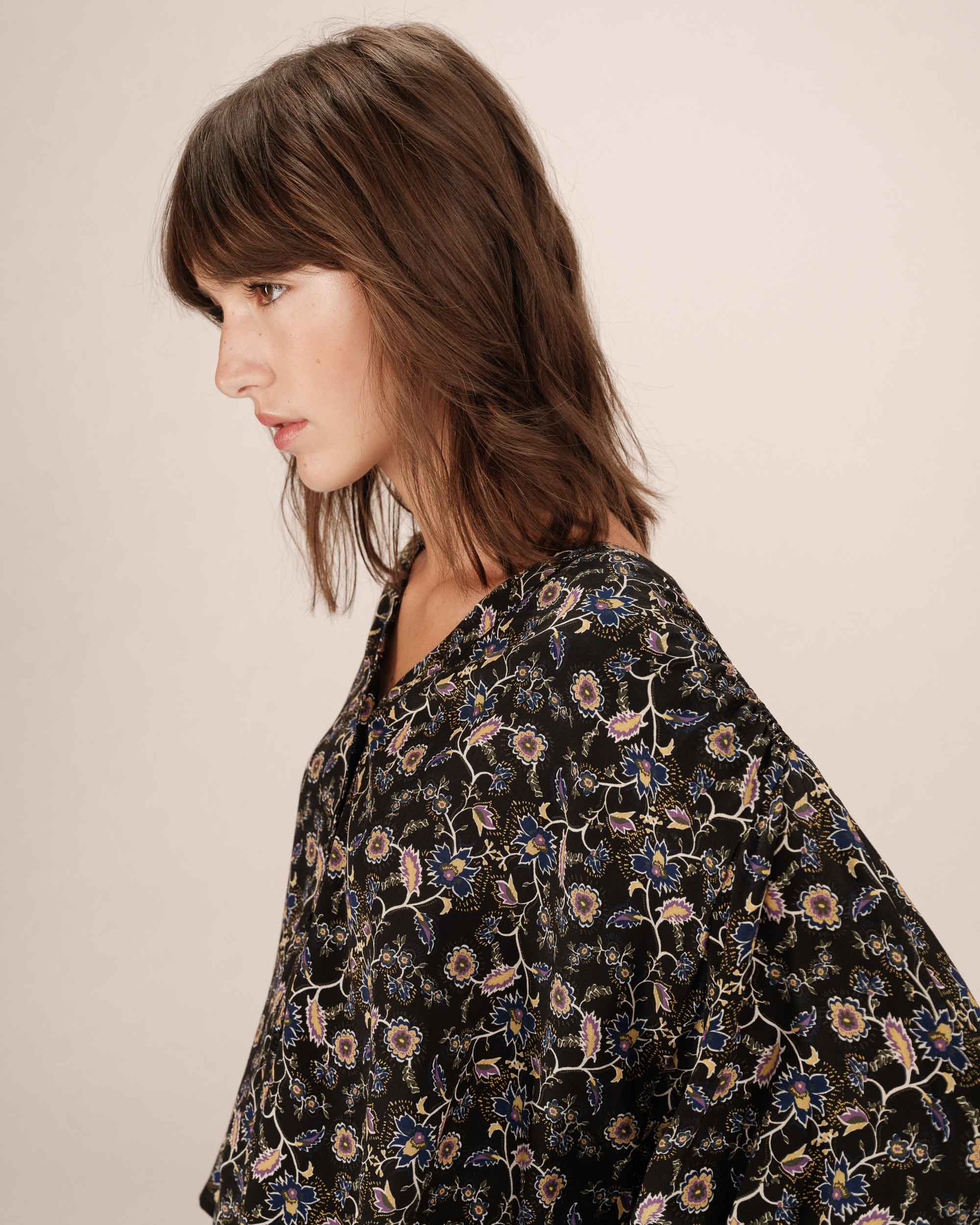 Blouse imprimé floral noir Secrete