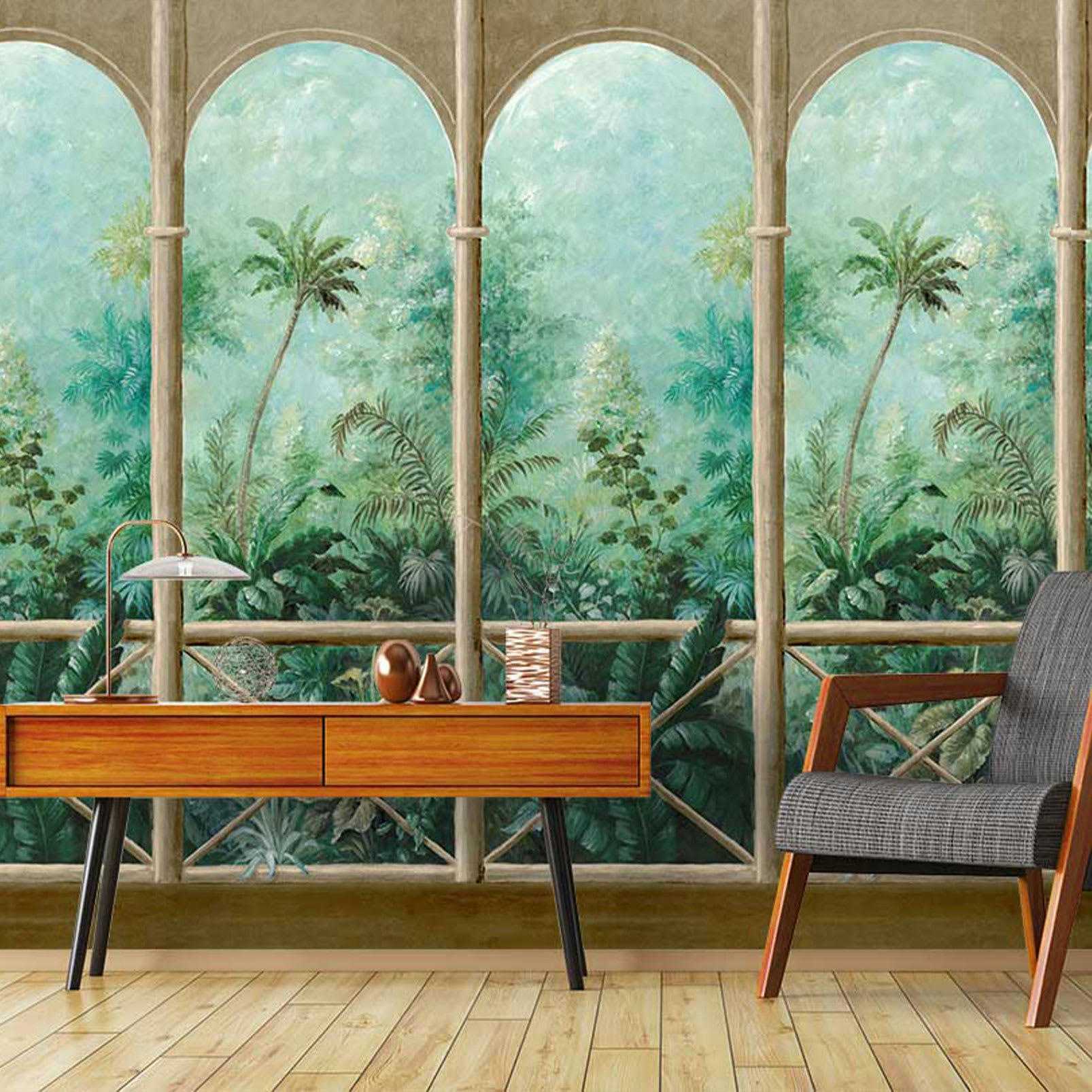 - Papier peint balcon sur jungle 159x280cm