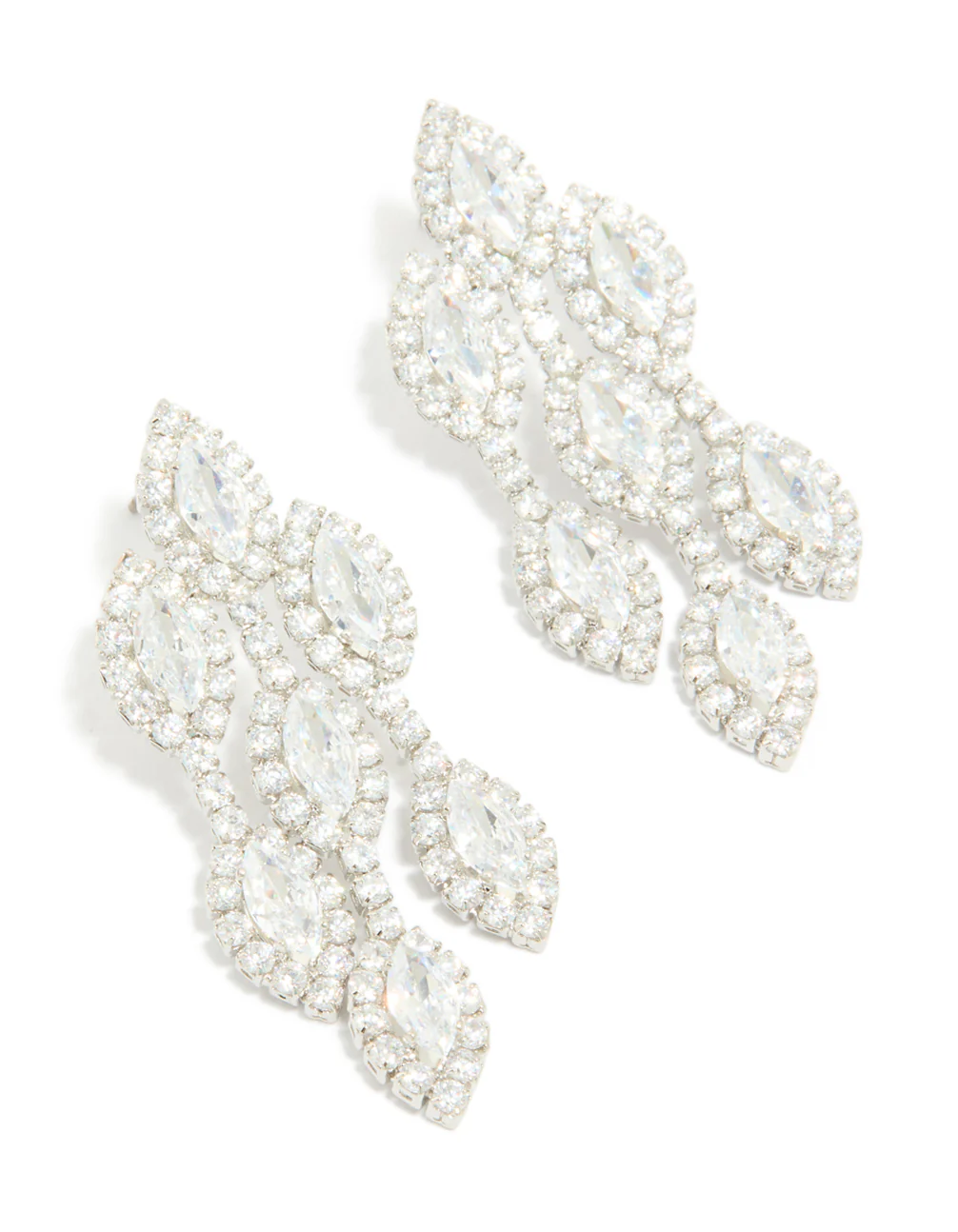 Silver Cubic Zirconia Chandelier Drop Earrings