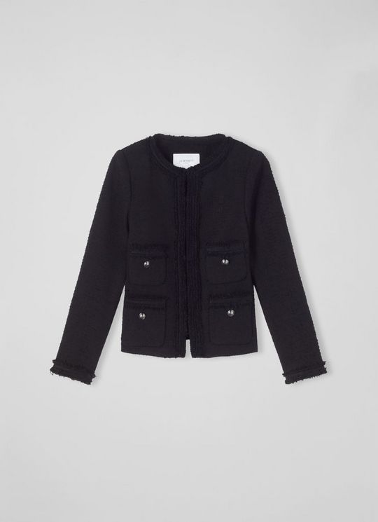 Charlie Petite BlackTweed And Trim Jacket