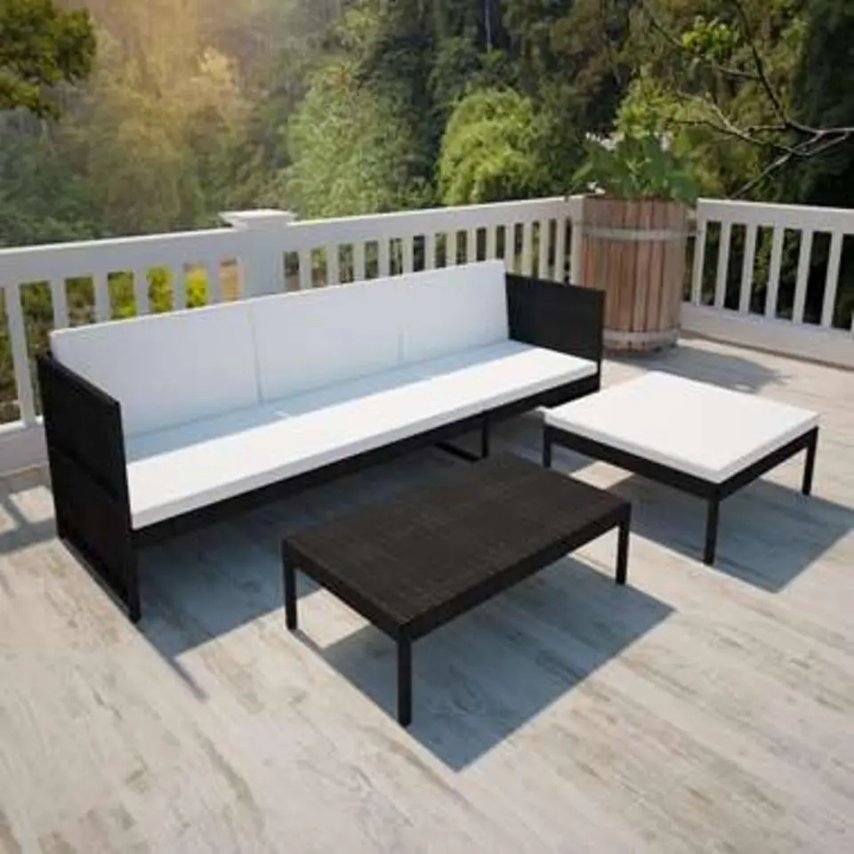 vidaXL - Lounge Sets - Zwart - Poly rattan