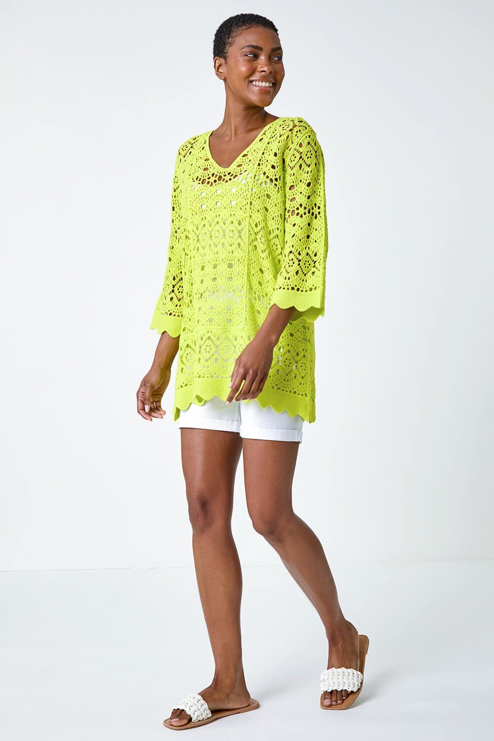 Roman Cotton Crochet Tunic Top