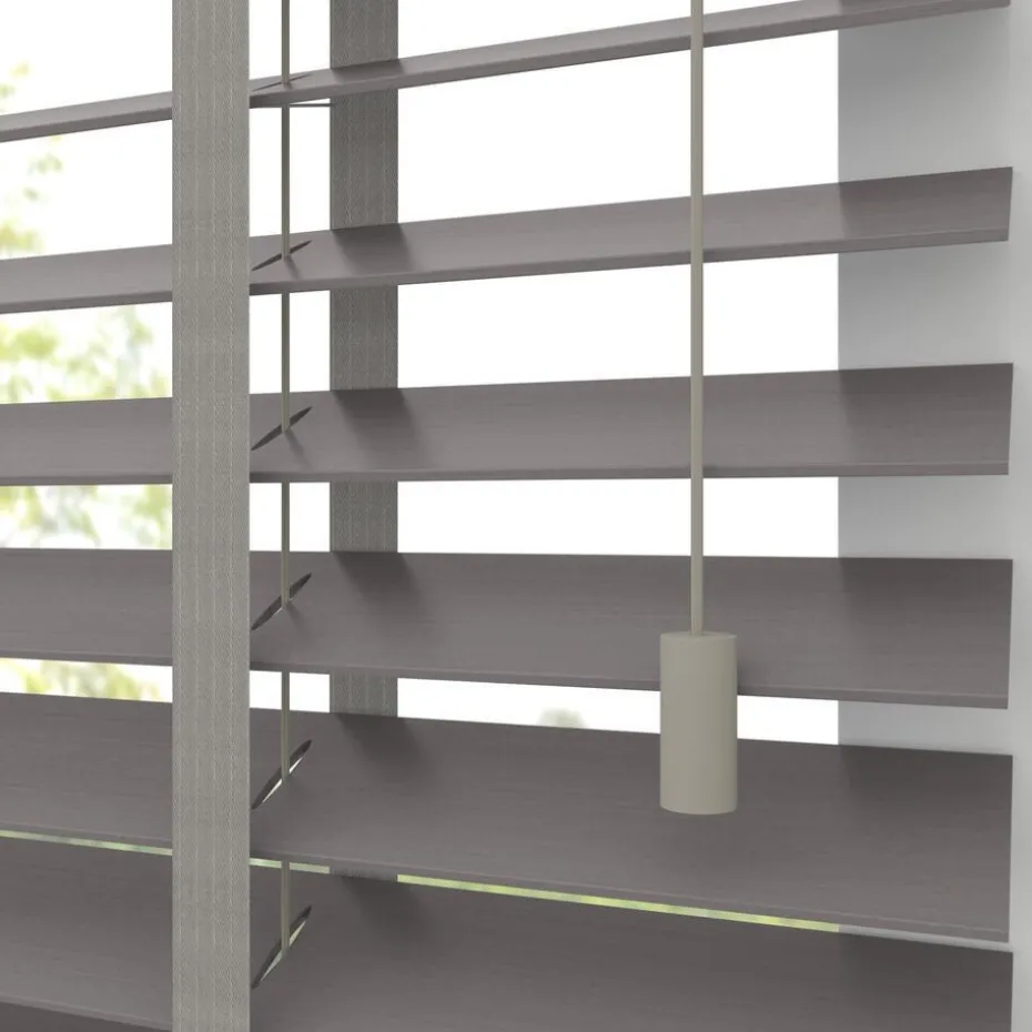 Kwantum Houten Jaloezieën | Jaloezieën | Fenstr Houten Jaloezie Jens  50mm Grijs