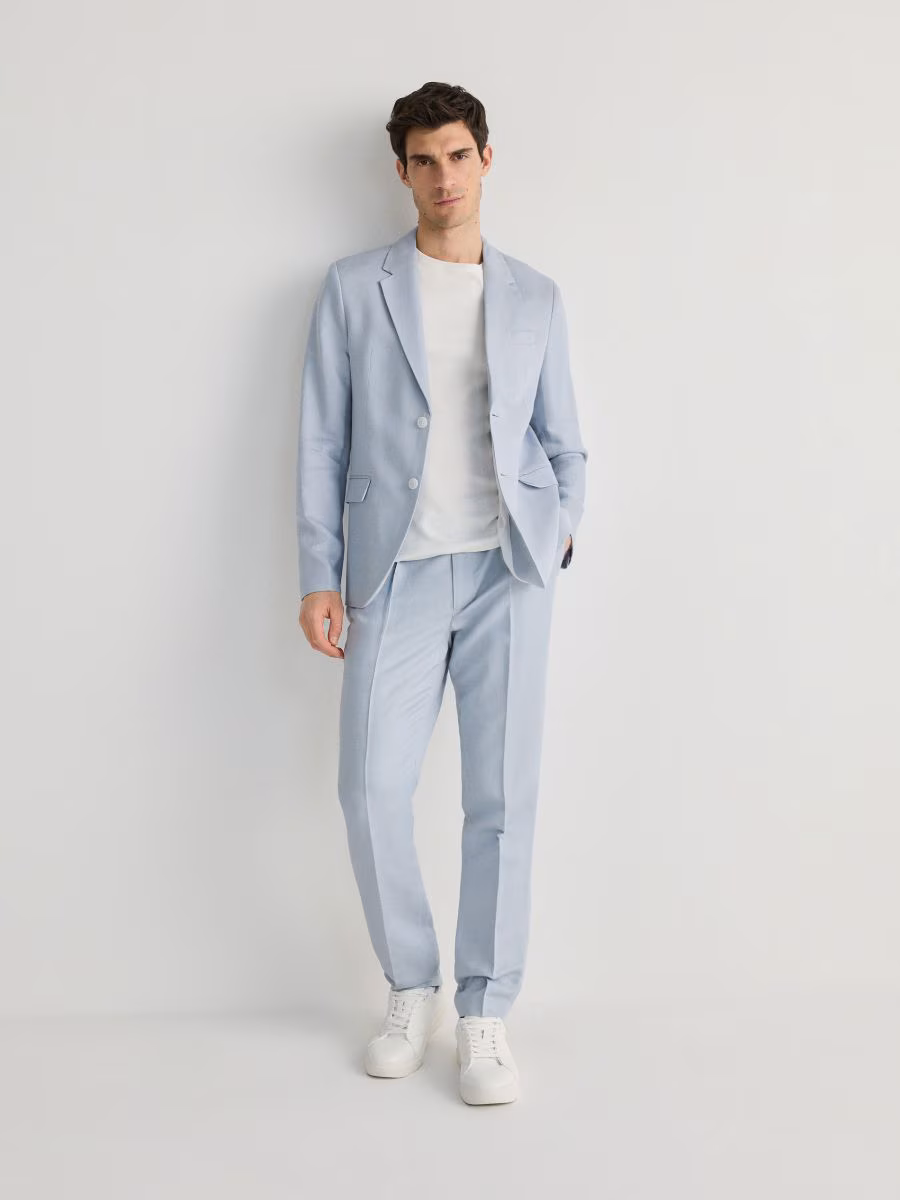 Regular Fit Blazer With Linen Blend