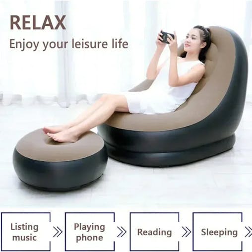 NNEOBA Inflatable Foldable Recliner Sofa with Ottoman